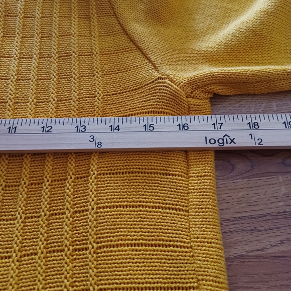 Open-Front Knit Cardigan Sweater Mustard Yellow Size M Cozycore Autumn Boho Chic - Picture 10 of 13